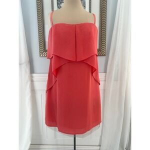 BCBGMAXAZRIA Runway Coral Strapless Cocktail Dress Pockets Corset Sz‎ 10